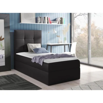 MIRJAN24 Boxspringbett MINI 2 in Anthrazit, Liegefläche 80x200 cm – mit Bettkasten, Bonellfederkern